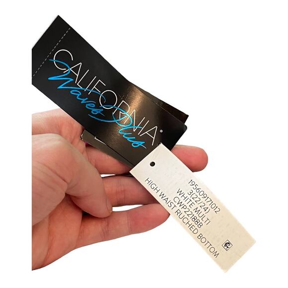 California Waves Trendy Tie-Dye Drawstring Tankini Top Multi Pink Size 20/22 - Picture 5 of 10